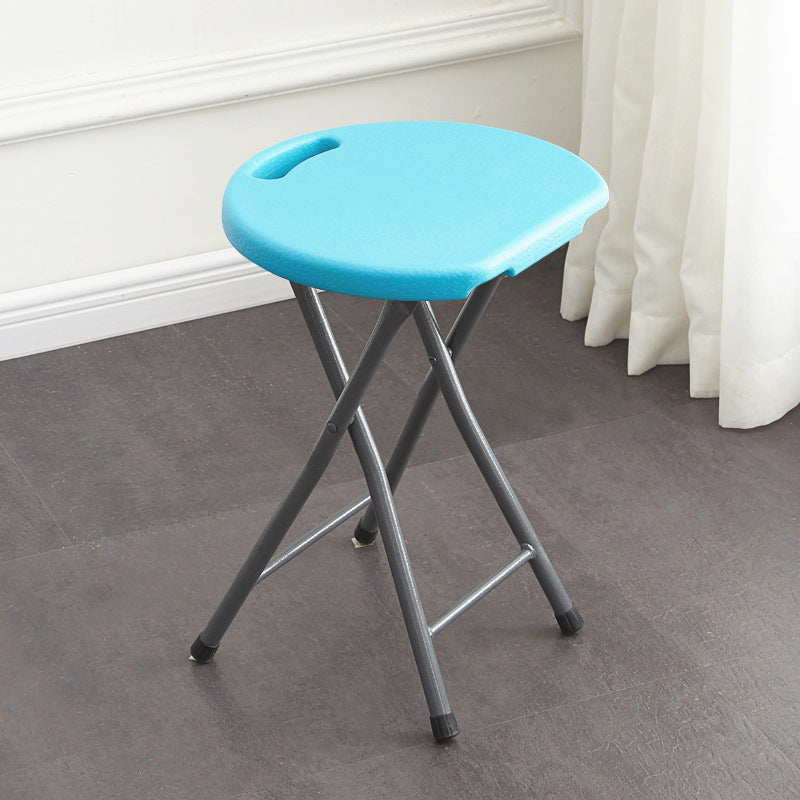 Modern Minimalist HDPE Metal Frame Round Dining Chair Backless Armless For Dining Room