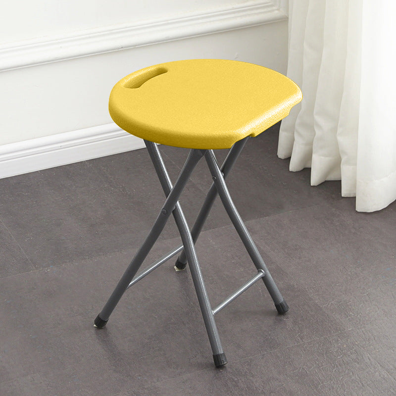 Modern Minimalist HDPE Metal Frame Round Dining Chair Backless Armless For Dining Room