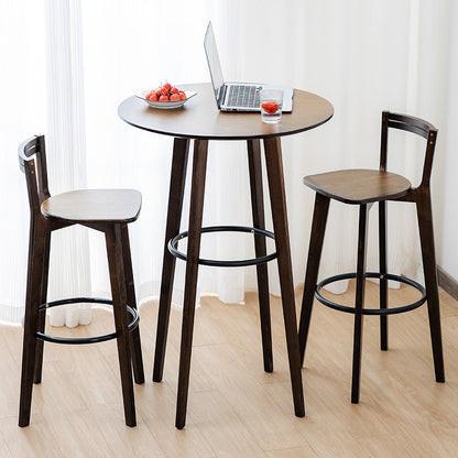 Modern Minimalist Nan Bamboo Square Bar Stool Backrest Armless Footrest For Dining Room