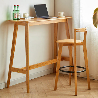 Modern Minimalist Nan Bamboo Square Bar Stool Backrest Armless Footrest For Dining Room