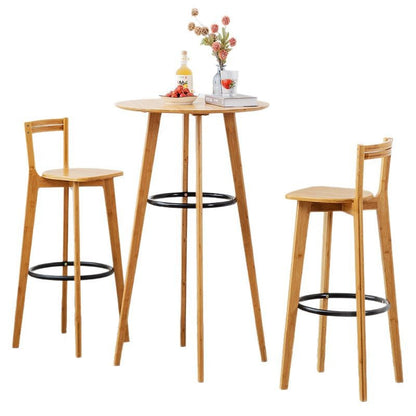 Modern Minimalist Nan Bamboo Square Bar Stool Backrest Armless Footrest For Dining Room