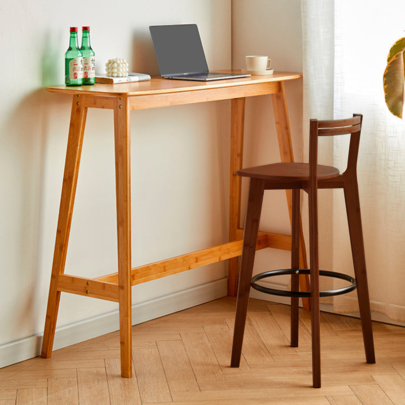 Modern Minimalist Nan Bamboo Square Bar Stool Backrest Armless Footrest For Dining Room