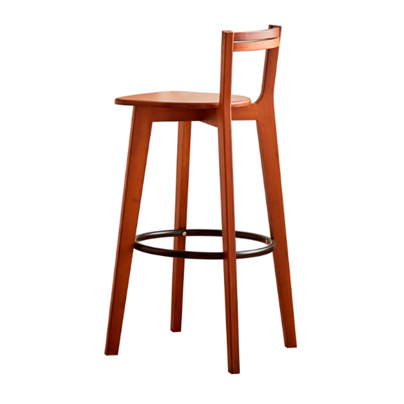 Modern Minimalist Nan Bamboo Square Bar Stool Backrest Armless Footrest For Dining Room