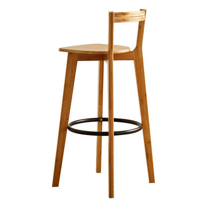 Modern Minimalist Nan Bamboo Square Bar Stool Backrest Armless Footrest For Dining Room