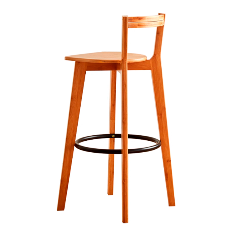 Modern Minimalist Nan Bamboo Square Bar Stool Backrest Armless Footrest For Dining Room