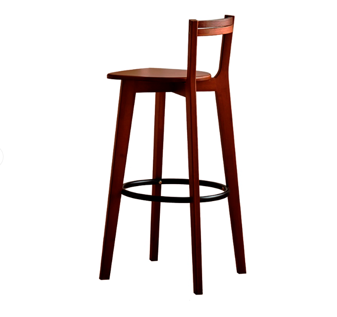 Modern Minimalist Nan Bamboo Square Bar Stool Backrest Armless Footrest For Dining Room
