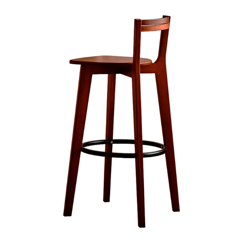 Modern Minimalist Nan Bamboo Square Bar Stool Backrest Armless Footrest For Dining Room