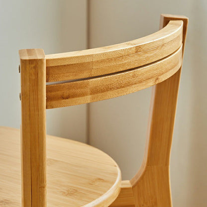 Modern Minimalist Nan Bamboo Square Bar Stool Backrest Armless Footrest For Dining Room