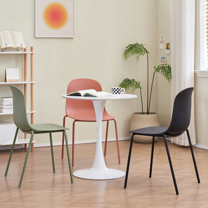Modern Minimalist PP Plastic Iron Frame Curved Dining Chair Backrest Armless For Dining Room