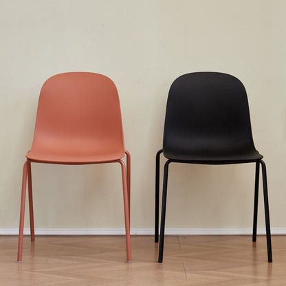 Modern Minimalist PP Plastic Iron Frame Curved Dining Chair Backrest Armless For Dining Room