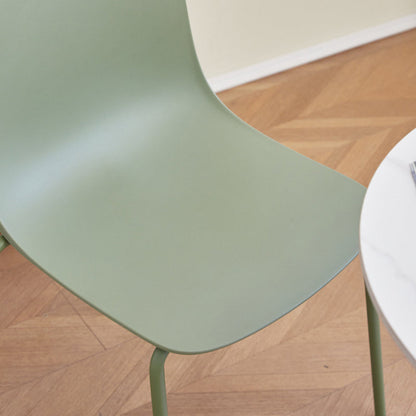 Modern Minimalist PP Plastic Iron Frame Curved Dining Chair Backrest Armless For Dining Room
