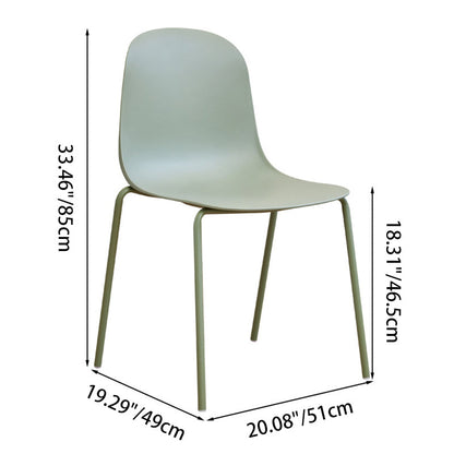 Modern Minimalist PP Plastic Iron Frame Curved Dining Chair Backrest Armless For Dining Room