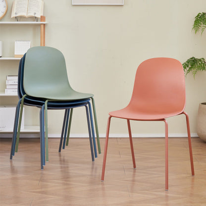 Modern Minimalist PP Plastic Iron Frame Curved Dining Chair Backrest Armless For Dining Room