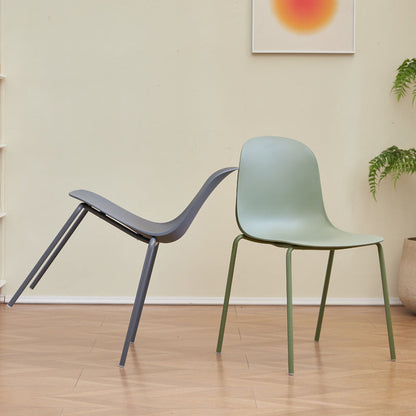 Modern Minimalist PP Plastic Iron Frame Curved Dining Chair Backrest Armless For Dining Room