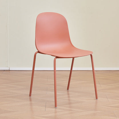 Modern Minimalist PP Plastic Iron Frame Curved Dining Chair Backrest Armless For Dining Room