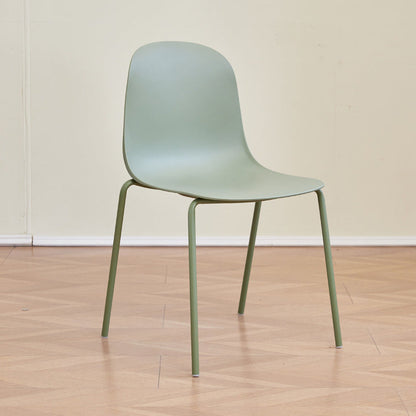 Modern Minimalist PP Plastic Iron Frame Curved Dining Chair Backrest Armless For Dining Room