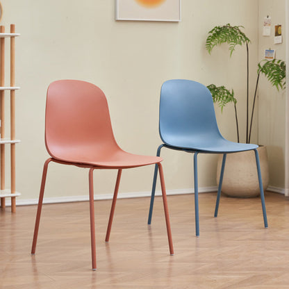 Modern Minimalist PP Plastic Iron Frame Curved Dining Chair Backrest Armless For Dining Room