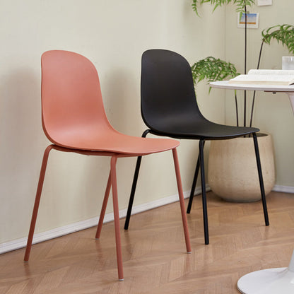 Modern Minimalist PP Plastic Iron Frame Curved Dining Chair Backrest Armless For Dining Room