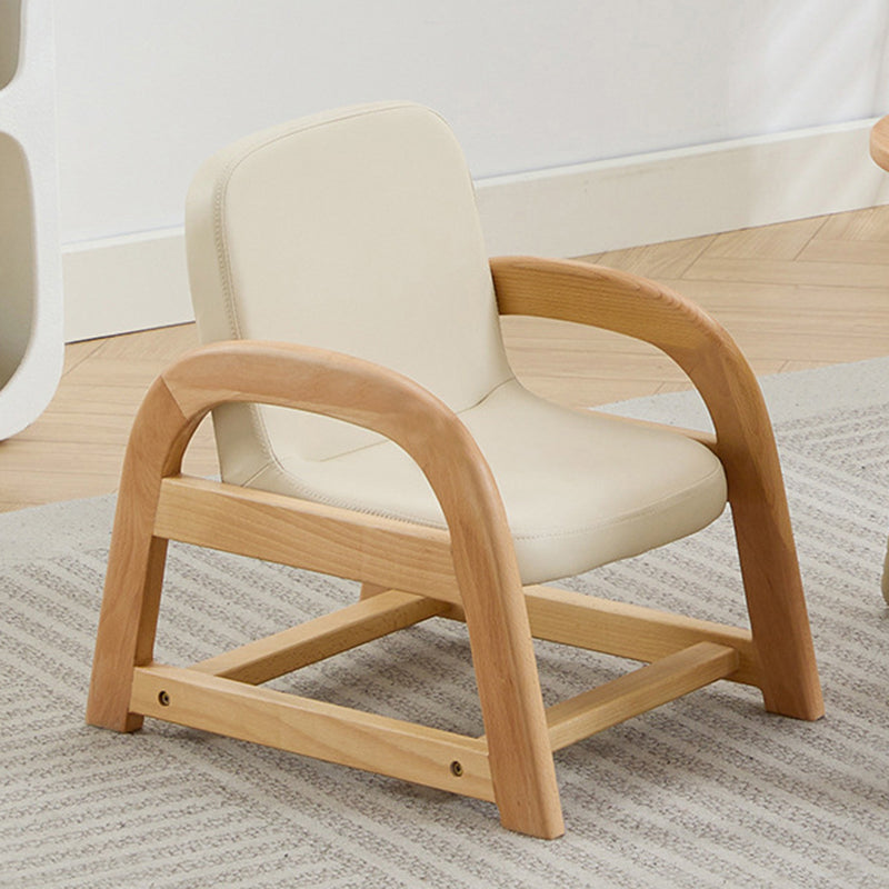 Contemporary Scandinavian Kids Beech Frame PU Leather Sponge Curved Accent Chair Height Adjustable Backrest Armrests For Living Room