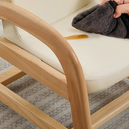 Contemporary Scandinavian Kids Beech Frame PU Leather Sponge Curved Accent Chair Height Adjustable Backrest Armrests For Living Room