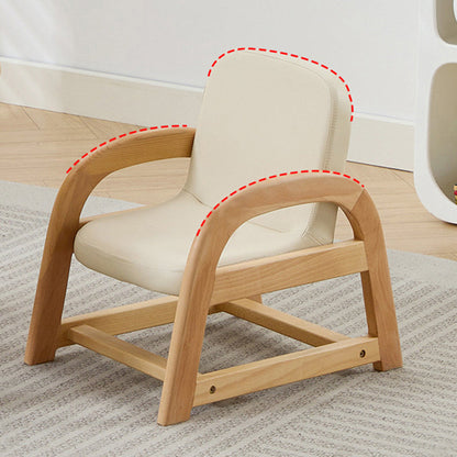 Contemporary Scandinavian Kids Beech Frame PU Leather Sponge Curved Accent Chair Height Adjustable Backrest Armrests For Living Room