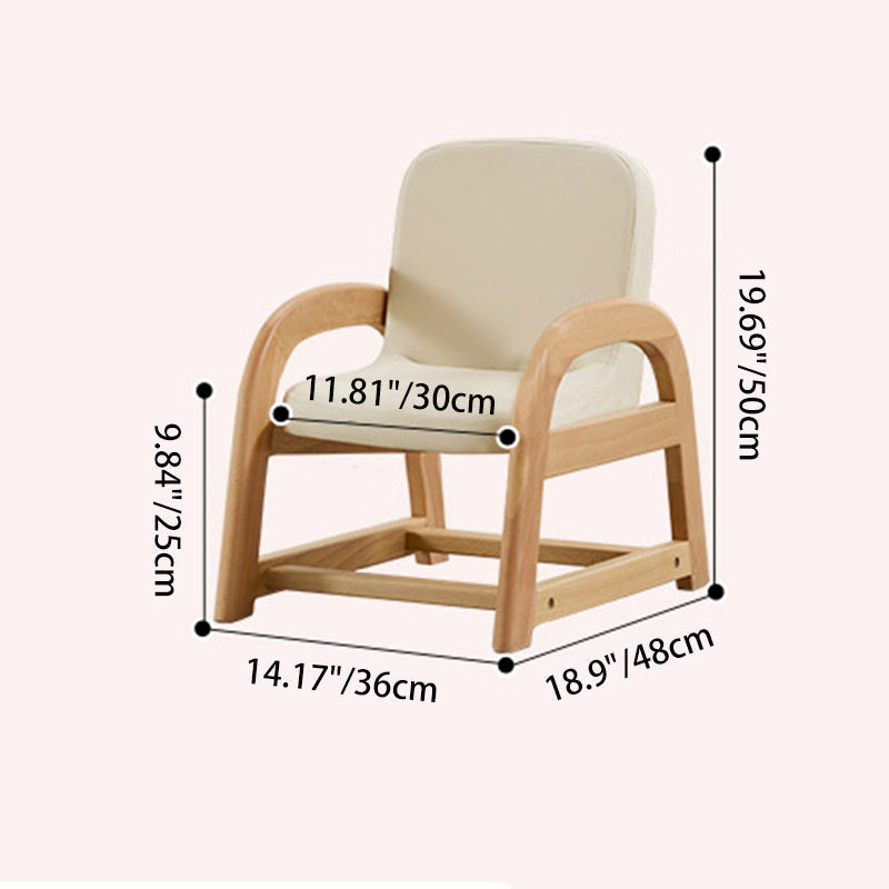 Contemporary Scandinavian Kids Beech Frame PU Leather Sponge Curved Accent Chair Height Adjustable Backrest Armrests For Living Room