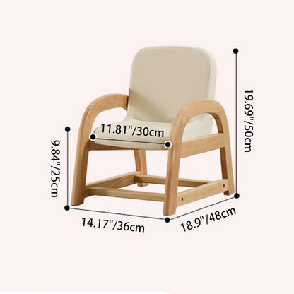 Contemporary Scandinavian Kids Beech Frame PU Leather Sponge Curved Accent Chair Height Adjustable Backrest Armrests For Living Room