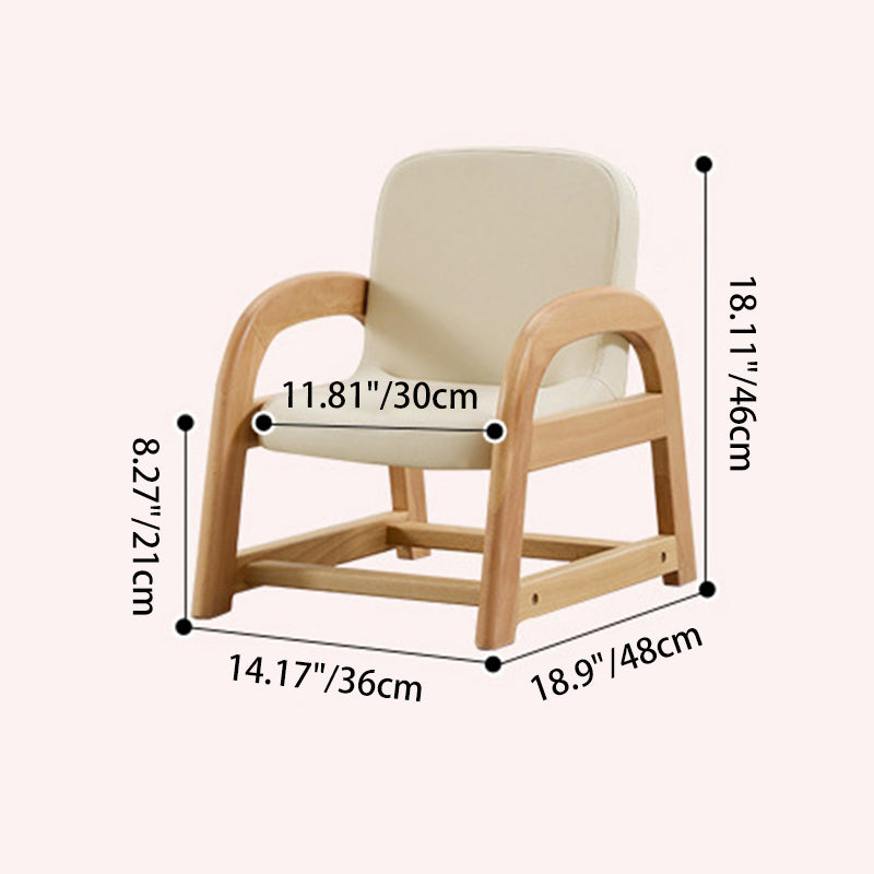 Contemporary Scandinavian Kids Beech Frame PU Leather Sponge Curved Accent Chair Height Adjustable Backrest Armrests For Living Room