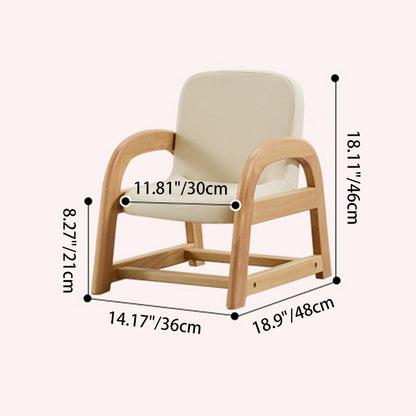 Contemporary Scandinavian Kids Beech Frame PU Leather Sponge Curved Accent Chair Height Adjustable Backrest Armrests For Living Room