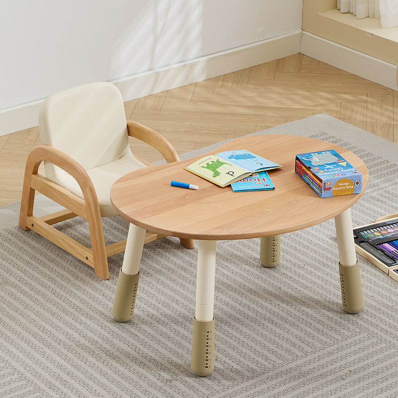 Contemporary Scandinavian Kids Beech Frame PU Leather Sponge Curved Accent Chair Height Adjustable Backrest Armrests For Living Room