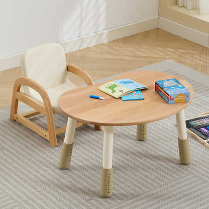 Contemporary Scandinavian Kids Beech Frame PU Leather Sponge Curved Accent Chair Height Adjustable Backrest Armrests For Living Room