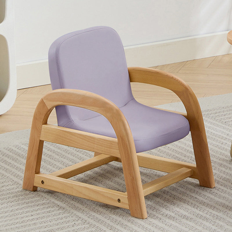 Contemporary Scandinavian Kids Beech Frame PU Leather Sponge Curved Accent Chair Height Adjustable Backrest Armrests For Living Room