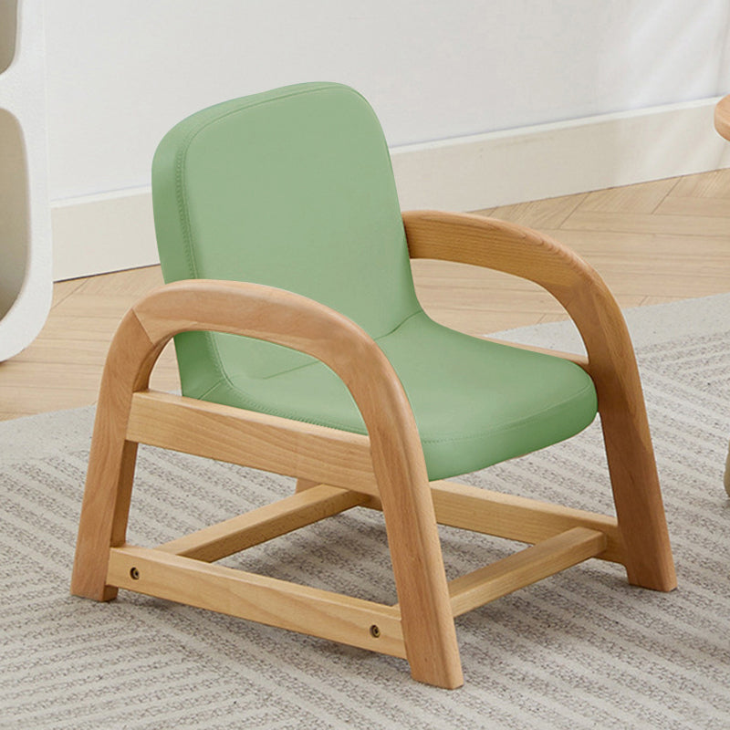 Contemporary Scandinavian Kids Beech Frame PU Leather Sponge Curved Accent Chair Height Adjustable Backrest Armrests For Living Room