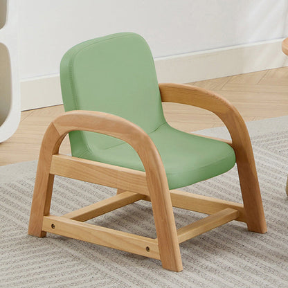Contemporary Scandinavian Kids Beech Frame PU Leather Sponge Curved Accent Chair Height Adjustable Backrest Armrests For Living Room