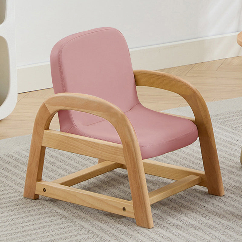 Contemporary Scandinavian Kids Beech Frame PU Leather Sponge Curved Accent Chair Height Adjustable Backrest Armrests For Living Room