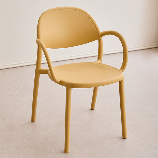 Modern Minimalist PP Plastic Round Curved Dining Chair Backrest Armrests For Dining Room