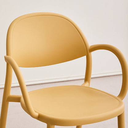 Modern Minimalist PP Plastic Round Curved Dining Chair Backrest Armrests For Dining Room
