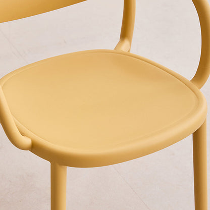 Modern Minimalist PP Plastic Round Curved Dining Chair Backrest Armrests For Dining Room