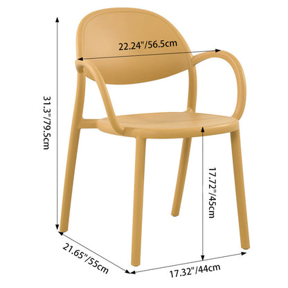 Modern Minimalist PP Plastic Round Curved Dining Chair Backrest Armrests For Dining Room