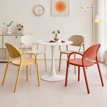 Modern Minimalist PP Plastic Round Curved Dining Chair Backrest Armrests For Dining Room