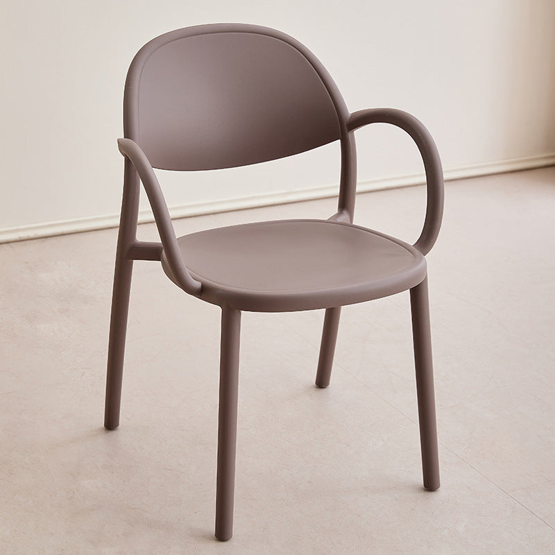 Modern Minimalist PP Plastic Round Curved Dining Chair Backrest Armrests For Dining Room