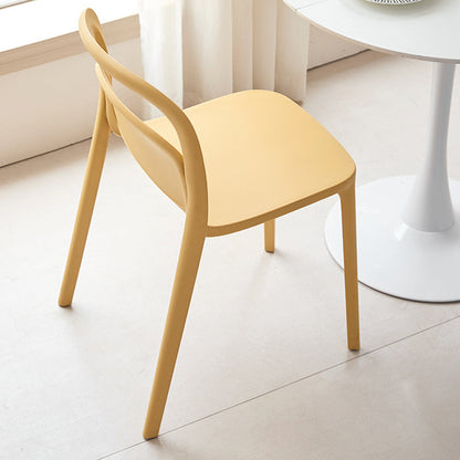 Modern Minimalist PP Plastic Rectangular Curve Dining Chair Backrest Armless For Dining Room