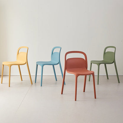 Modern Minimalist PP Plastic Rectangular Curve Dining Chair Backrest Armless For Dining Room