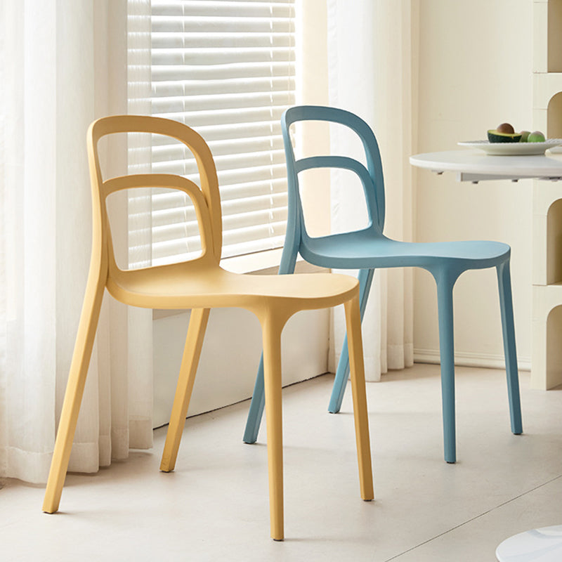 Modern Minimalist PP Plastic Rectangular Curve Dining Chair Backrest Armless For Dining Room