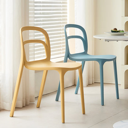 Modern Minimalist PP Plastic Rectangular Curve Dining Chair Backrest Armless For Dining Room