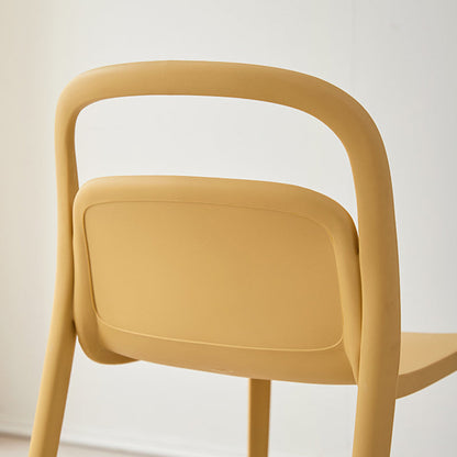 Modern Minimalist PP Plastic Rectangular Curve Dining Chair Backrest Armless For Dining Room