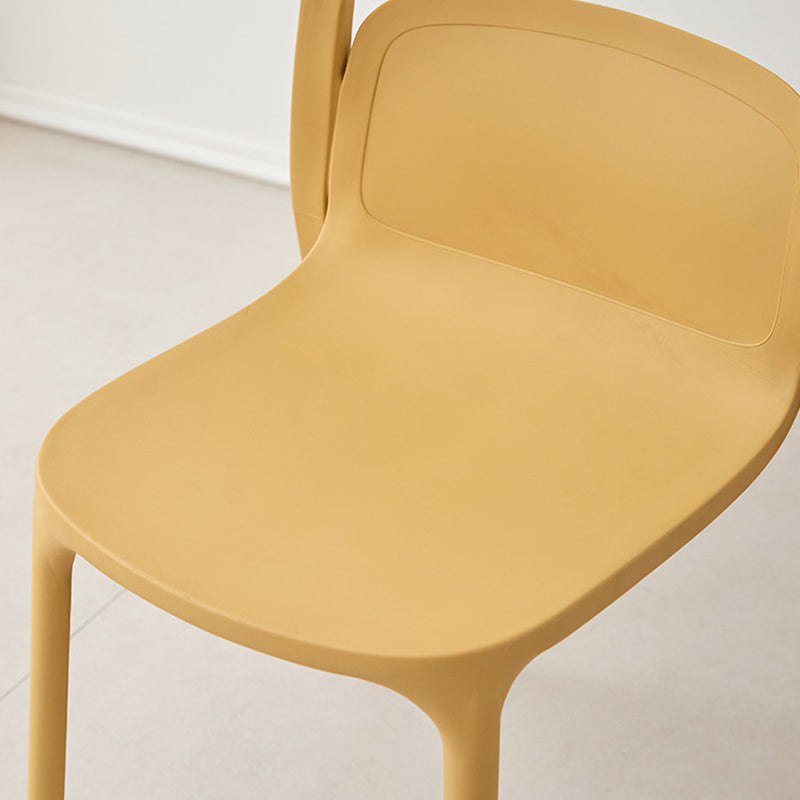 Modern Minimalist PP Plastic Rectangular Curve Dining Chair Backrest Armless For Dining Room