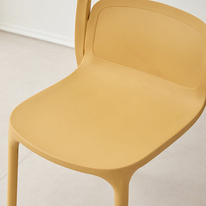 Modern Minimalist PP Plastic Rectangular Curve Dining Chair Backrest Armless For Dining Room