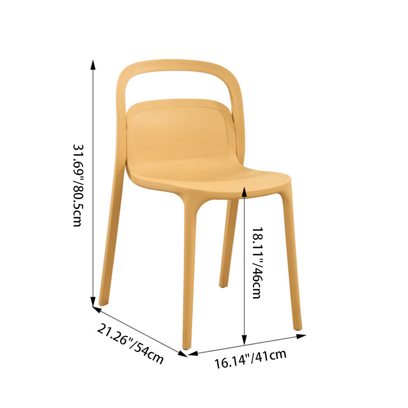 Modern Minimalist PP Plastic Rectangular Curve Dining Chair Backrest Armless For Dining Room