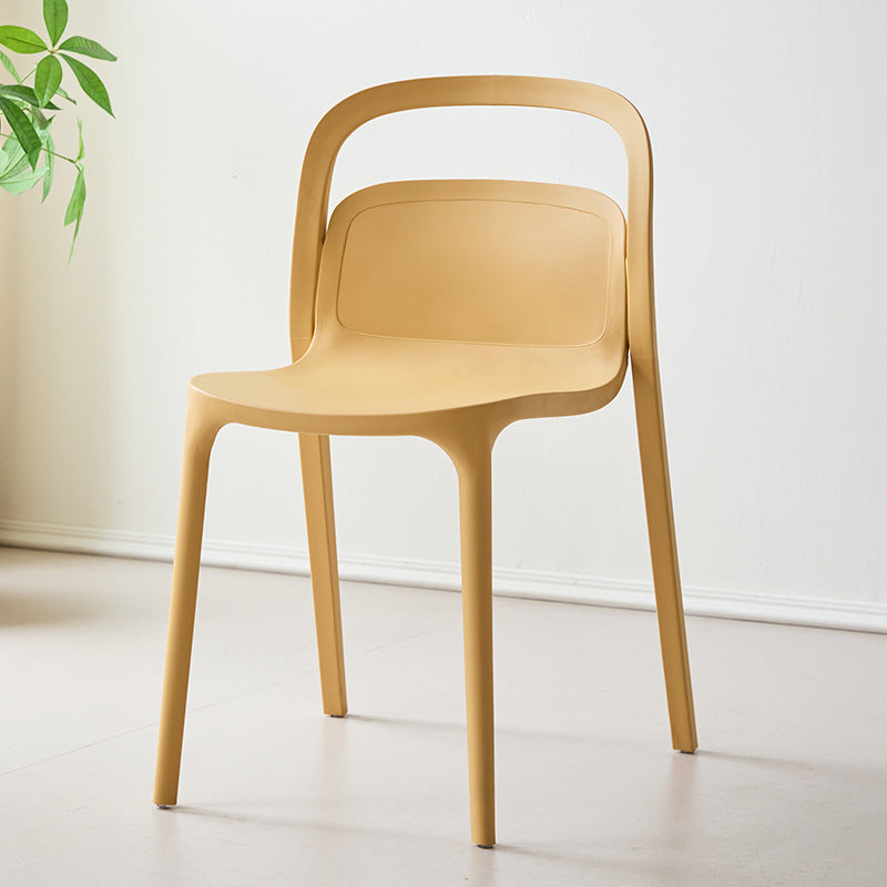 Modern Minimalist PP Plastic Rectangular Curve Dining Chair Backrest Armless For Dining Room